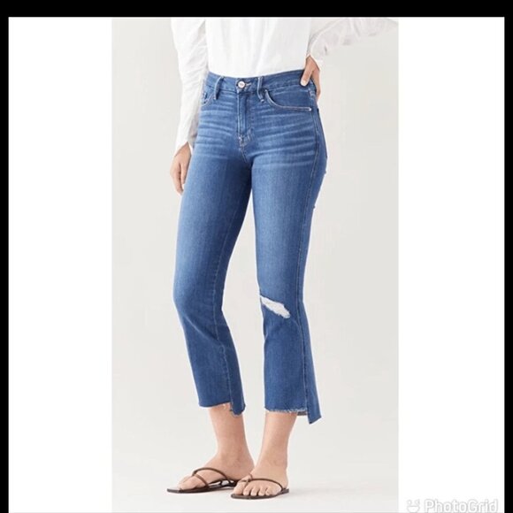 Frame Denim Denim - Frame distressed ripped Dark Blue Flared Jeans le crop mini boot 30
